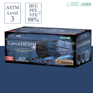 Canuxi Denim 肯納絲牛仔印花成人外科口罩BFE, PFE, VFE≧98%; ASTM Level 3